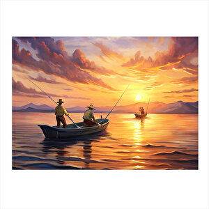Balık Tutan Balıkçılar Hediyelik Mdf Tablo 35cm X50cm 35x50 cm