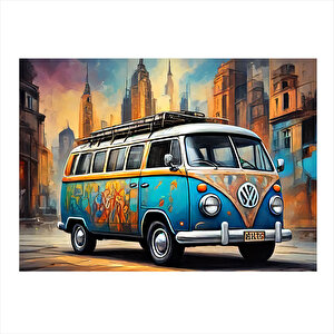 Mavi Minibüs Mdf Poster 35cm X50cm 35x50 cm