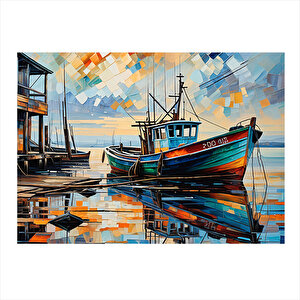 Balıkçı Teknesi Model Mdf Tablo 25cmx 35cm 25x35 cm