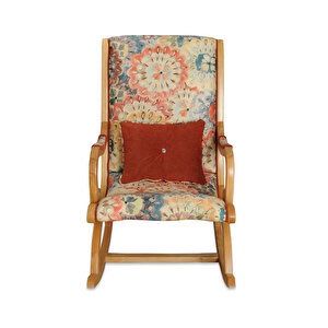 Rustik Naturel Çiçekli Sallanan Sandalye Dinlenme Emzirme Baba Tv Okuma Uzanma Koltuğu Berjer Çok Renkli