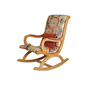 Rustik Naturel Çiçekli Sallanan Sandalye Dinlenme Emzirme Baba Tv Okuma Uzanma Koltuğu Berjer Çok Renkli