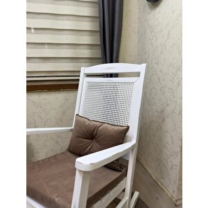 Asedia Veranda Lake Kahve Minderli Hasırlı Sallanan Sandalye Hazeranlı Dinlenme Koltuğu
