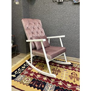 Trend Lake Pembe Kapitoneli Sallanan Sandalye Dinlenme Emzirme Baba Tv Okuma Koltuğu Berjer Pembe