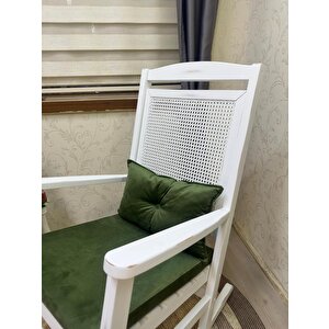 Asedia Veranda Lake Yeşil Minderli Hasırlı Sallanan Sandalye Hazeranlı Dinlenme Koltuğu