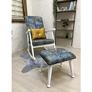 Trend Lake Mavi Desen Sallanan Sandalye Dinlenme Emzirme Baba Tv Okuma Koltuğu Berjer Mavi