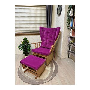 Asedia Mama Puflu Naturel Fuşya Minderli Sallanan Sandalye Emzirme Koltuğu