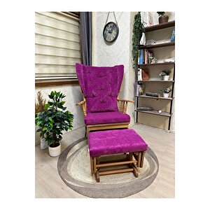 Asedia Mama Puflu Naturel Fuşya Minderli Sallanan Sandalye Emzirme Koltuğu