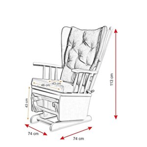 Asedia Mama Puflu Naturel Fuşya Minderli Sallanan Sandalye Emzirme Koltuğu