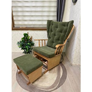 Mama Puflu Naturel Yeşil Minderli Sallanan Sandalye Emzirme Koltuğu