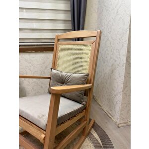 Asedia Veranda Naturel Vizon Minderli Hasırlı Sallanan Sandalye Hazeranlı Dinlenme Koltuğu