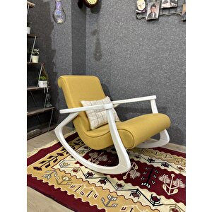 Ekol Lake Sarı Sallanan Sandalye Modern Dinlenme Emzirme Baba Tv Okuma Koltuğu Berjer Sarı