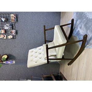 Trend Ceviz Krem Kapitoneli Sallanan Sandalye Dinlenme Emzirme Baba Tv Okuma Koltuğu Berjer Krem