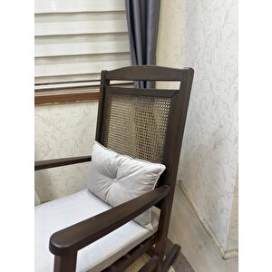 Asedia Veranda Ceviz Kreml Minderli Hasırlı Sallanan Sandalye Hazeranlı Dinlenme Koltuğu