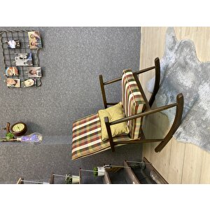 Trend Ceviz Ekose Hardal Sallanan Sandalye Dinlenme Emzirme Baba Tv Okuma Koltuğu Berjer Hardal