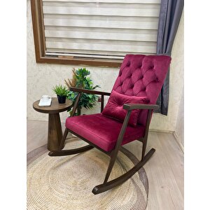 Trend Ceviz Bordo Kapitoneli Salllana Sandalye Dinlenme Emzirme Baba Tv Okuma Koltuğu Berjer Bordo