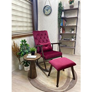 Trend Ceviz Bordo Kapitoneli Salllana Sandalye Dinlenme Emzirme Baba Tv Okuma Koltuğu Berjer Bordo