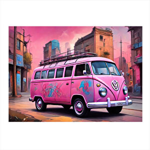 Pembe Minibüs Tasarım Mdf Tablo 35cm X50cm 35x50 cm