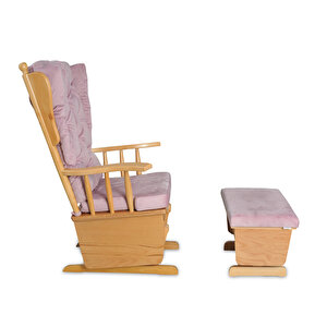Mama Puflu Naturel Pembe Minderli Sallanan Sandalye Emzirme Koltuğu Pembe