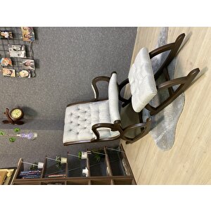 Rustik Ceviz Taş Rengi Sallanan Sandalye Dinlenme Emzirme Baba Tv Okuma Uzanma Koltuğu Berjer Taş Rengi