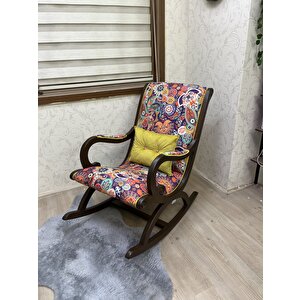 Rustik Ceviz Retro Sallanan Sandalye Dinlenme Emzirme Baba Tv Okuma Uzanma Koltuğu Berjer