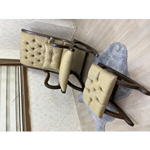 Rustik Ceviz Sarı Sallanan Sandalye Dinlenme Emzirme Baba Tv Okuma Uzanma Koltuğu Berjer Sarı