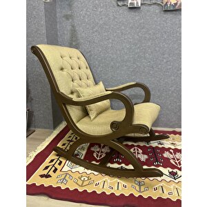 Rustik Ceviz Sarı Sallanan Sandalye Dinlenme Emzirme Baba Tv Okuma Uzanma Koltuğu Berjer