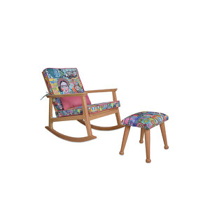 İskandinav Puflu Naturel Diego Minderli Puflu Sallanan Sandalye Dinlenme Koltuğu Çok Renkli