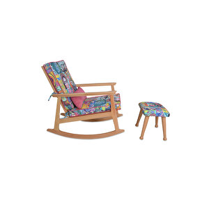 İskandinav Puflu Naturel Diego Minderli Puflu Sallanan Sandalye Dinlenme Koltuğu Çok Renkli