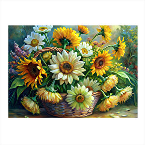 Ay Çiçeği Dekoratif Ahşap Tablo 25cmx 35cm 25x35 cm