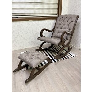 Rustik Ceviz Kahve Sallanan Sandalye Dinlenme Emzirme Baba Tv Okuma Uzanma Koltuğu Berjer Kahverengi