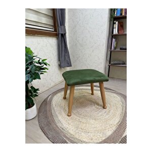 Asedia Trend Naturel Beta Yeşil Ahşap Ayak Uzatma Pufu Makyaj Koltuğu Bench Tabure
