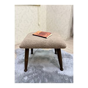 Asedia Trend Ceviz Teddy Kahve Ahşap Ayak Uzatma Pufu Makyaj Koltuğu Bench Tabure