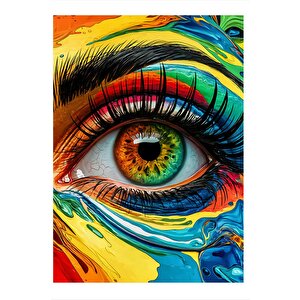 Boyalı Yüz Ve Renkli Göz Tasarım Mdf Tablo 35cm X50cm 35x50 cm
