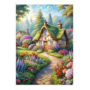 Kır Evleri Desenli Ahşap Tablo 25cmx 35cm 25x35 cm