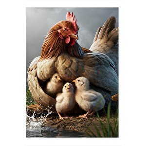 Tavuk Ve Civcivler Mdf Poster 35cm X50cm 35x50 cm