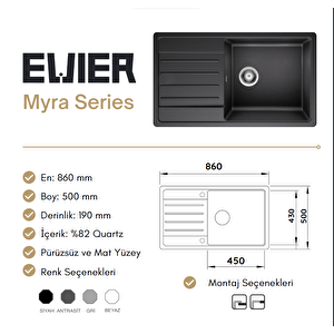 Granit Evye Myra Series Black - Si̇yah