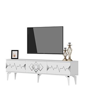Rittim 180 Cm Tv Sehpası (alt Modül) Beyaz-Gümüş