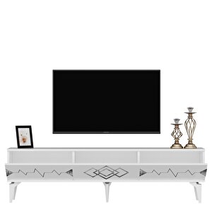 Rittim 180 Cm Tv Sehpası (alt Modül) Beyaz-Gümüş