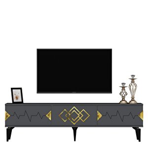 Rittim 180 Cm Tv Sehpası (alt Modül) Antrasit-Altın Antrasit Gold