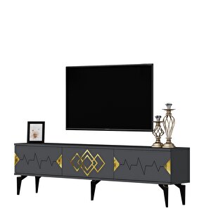 Rittim 180 Cm Tv Sehpası (alt Modül) Antrasit-Altın