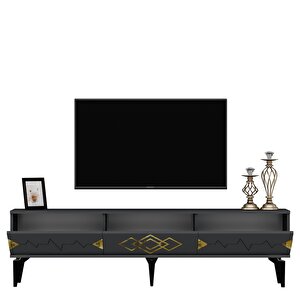 Rittim 180 Cm Tv Sehpası (alt Modül) Antrasit-Altın