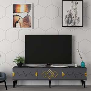 Rittim 180 Cm Tv Sehpası (alt Modül) Antrasit-Altın