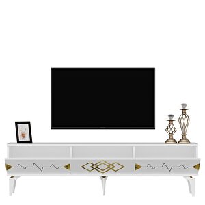 Rittim 180 Cm Tv Sehpası (alt Modül) Beyaz-Altın