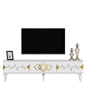 Rittim 180 Cm Tv Sehpası (alt Modül) Beyaz-Altın