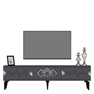 Rittim 180 Cm Tv Sehpası (alt Modül) Antrasit-Gümüş
