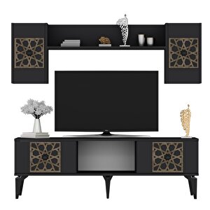 Mery Tv Üni̇tesi̇ Takimi Antrasit-(Ceviz desen)