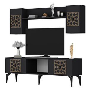 Mery Tv Üni̇tesi̇ Takimi Antrasit-(Ceviz desen)