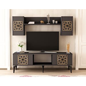Mery Tv Üni̇tesi̇ Takimi Antrasit-(Ceviz desen)