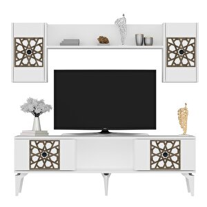 Mery Tv Üni̇tesi̇ Takimi Beyaz-(Ceviz desen)