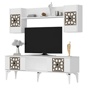 Mery Tv Üni̇tesi̇ Takimi Beyaz-(Ceviz desen)